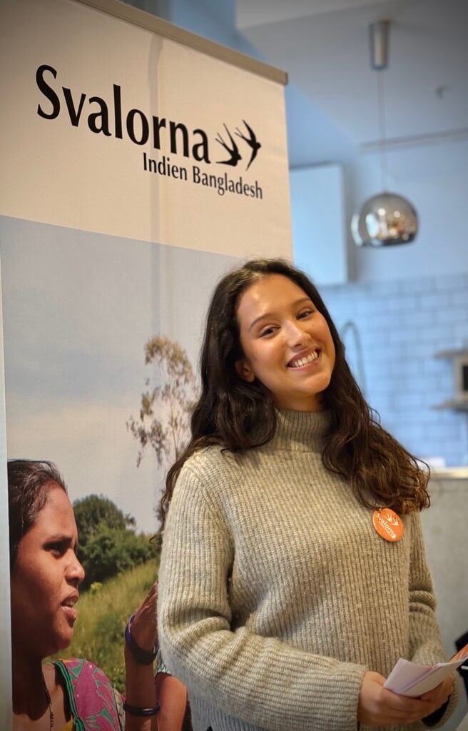 Rebecca Wesström, praktikant hos Svalorna våren 2025 på Hälsningsgillet i Lund 2025. Foto: Erik Törner